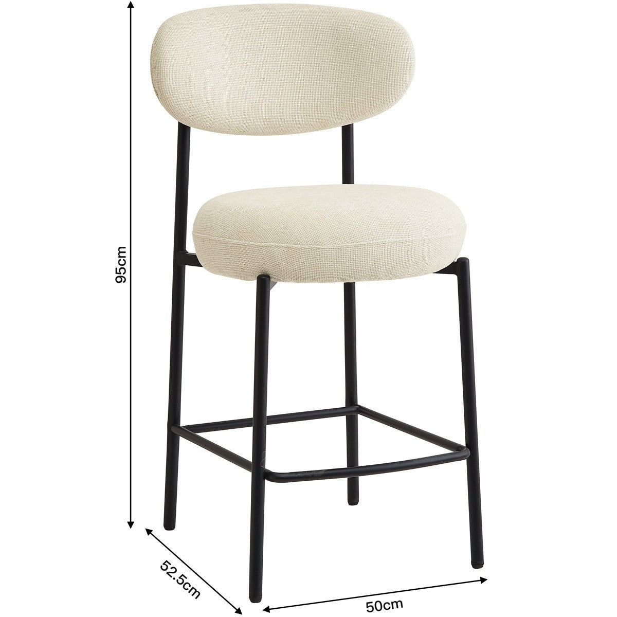 Orla - Lot de 2 Tabourets de Bar en Tissu Chenille - Beige