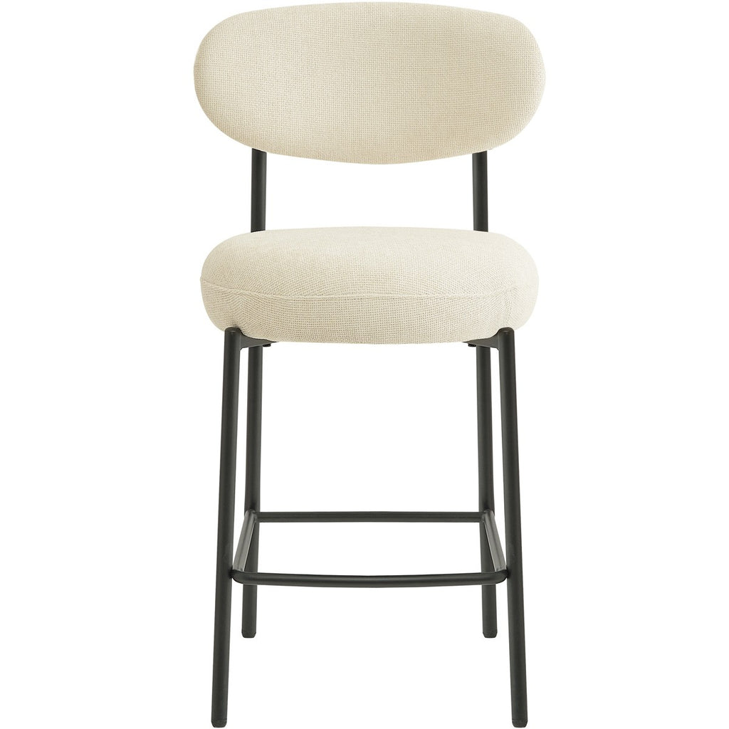 Orla - Lot de 2 Tabourets de Bar en Tissu Chenille - Beige