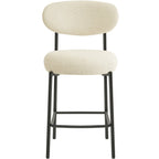 Orla - Lot de 2 Tabourets de Bar en Tissu Chenille - Beige