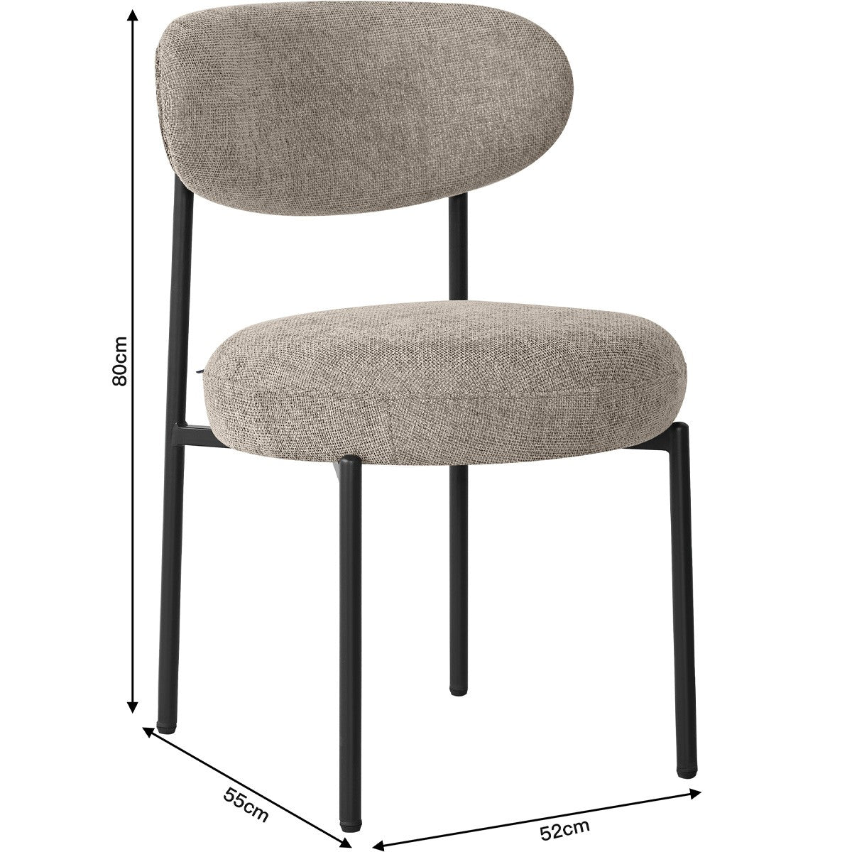 Orla - Lot de 2 Chaises de Salle à Manger en Tissu Chenille - Taupe