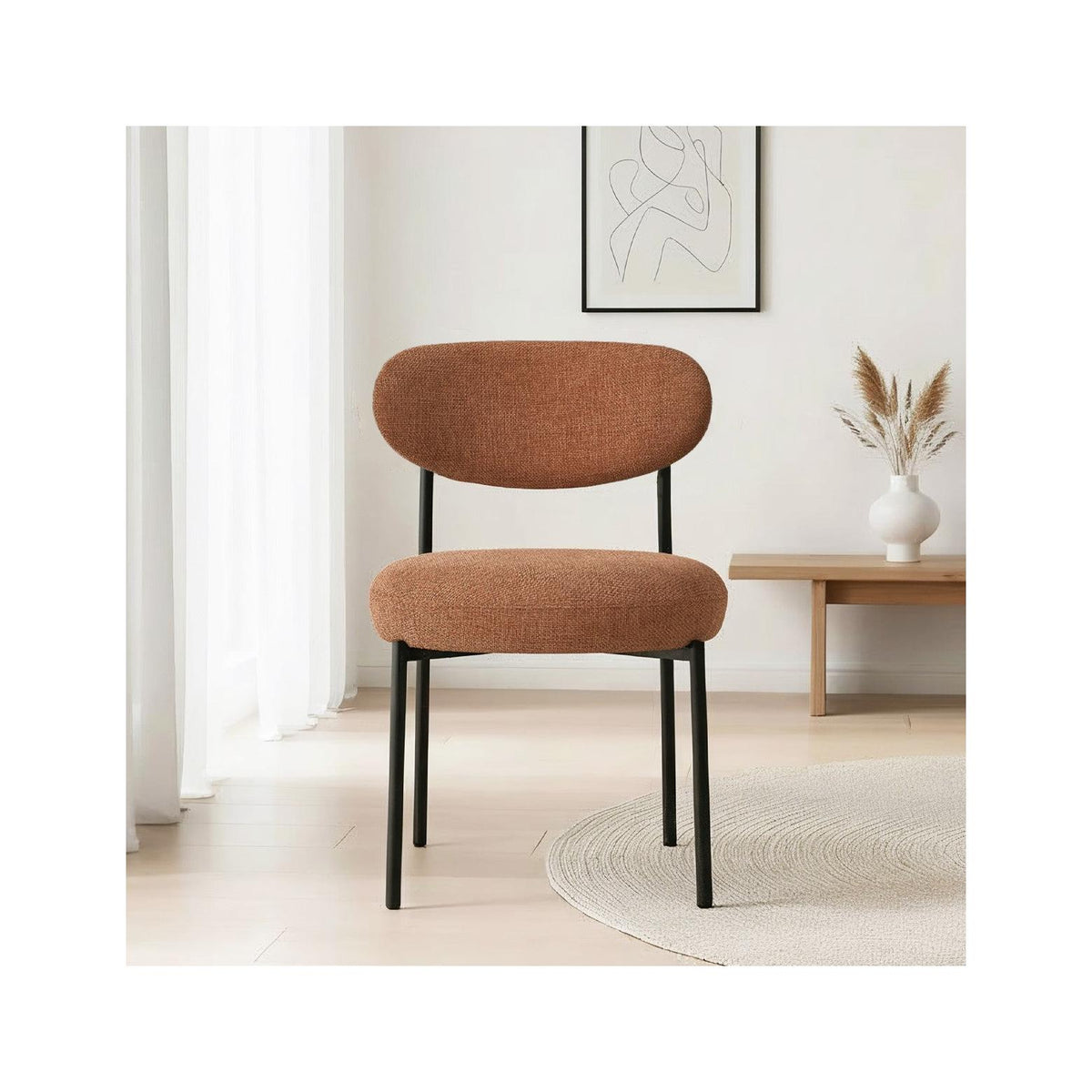 Orla - Lot de 2 Chaises de Salle à Manger en Tissu Chenille - Terracotta