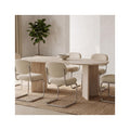 Suna - Table à Manger Ovale Effet Travertin 8 Pers. 180 cm - Beige