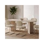 Suna - Table à Manger Ovale Effet Travertin 8 Pers. 180 cm - Beige