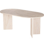 Suna - Table à Manger Ovale Effet Travertin 8 Pers. 180 cm - Beige