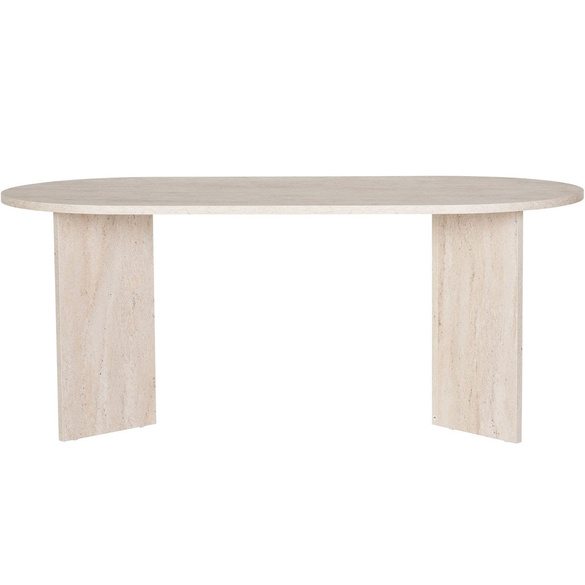Suna - Table à Manger Ovale Effet Travertin 8 Pers. 180 cm - Beige