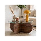 Eolia - Table Basse Ronde Effet Verre Ø75 cm - Noyer