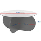 Eolia - Table Basse Ronde Effet Verre Ø75 cm - Travertin