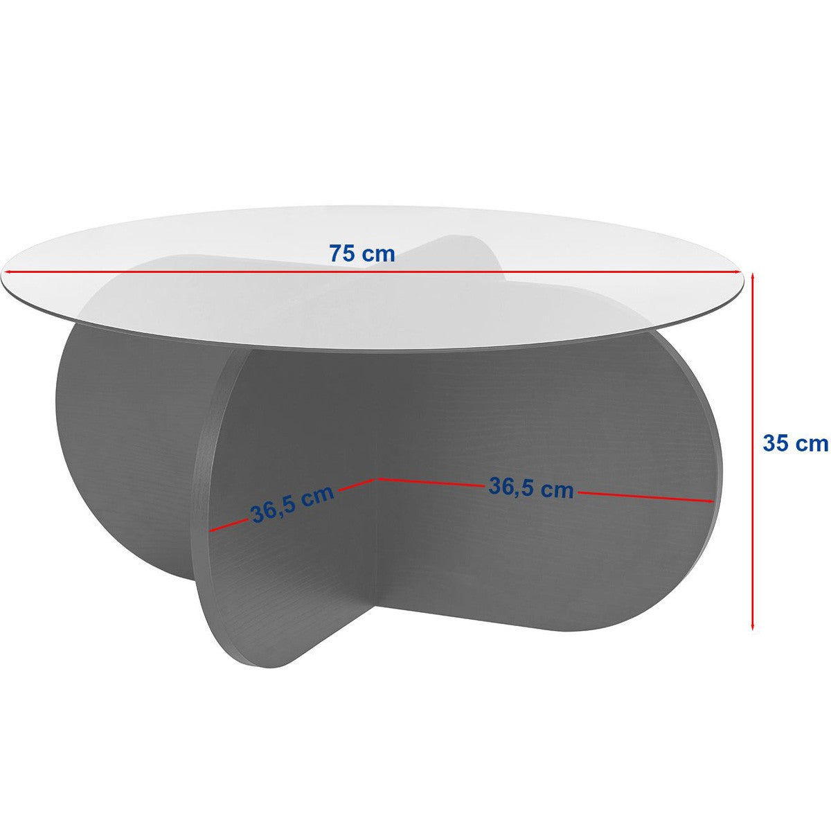 Eolia - Table Basse Ronde Effet Verre Ø75 cm - Travertin