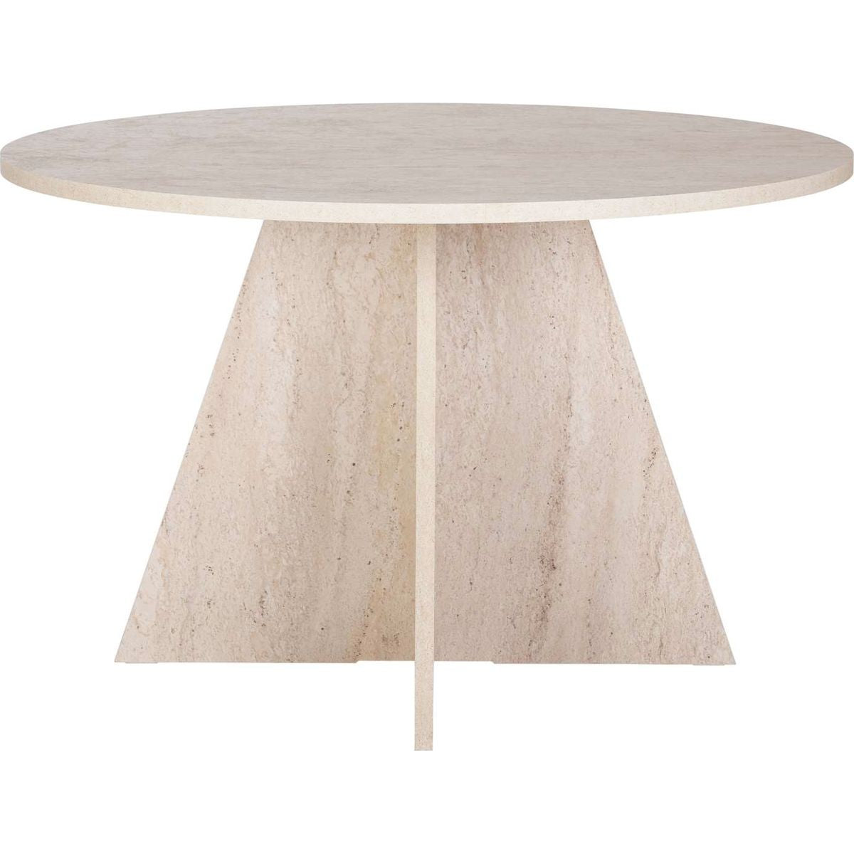 Norae - Table À Manger Ronde - Effet Travertin - Beige