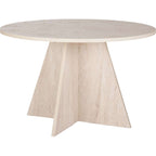 Norae - Table À Manger Ronde - Effet Travertin - Beige