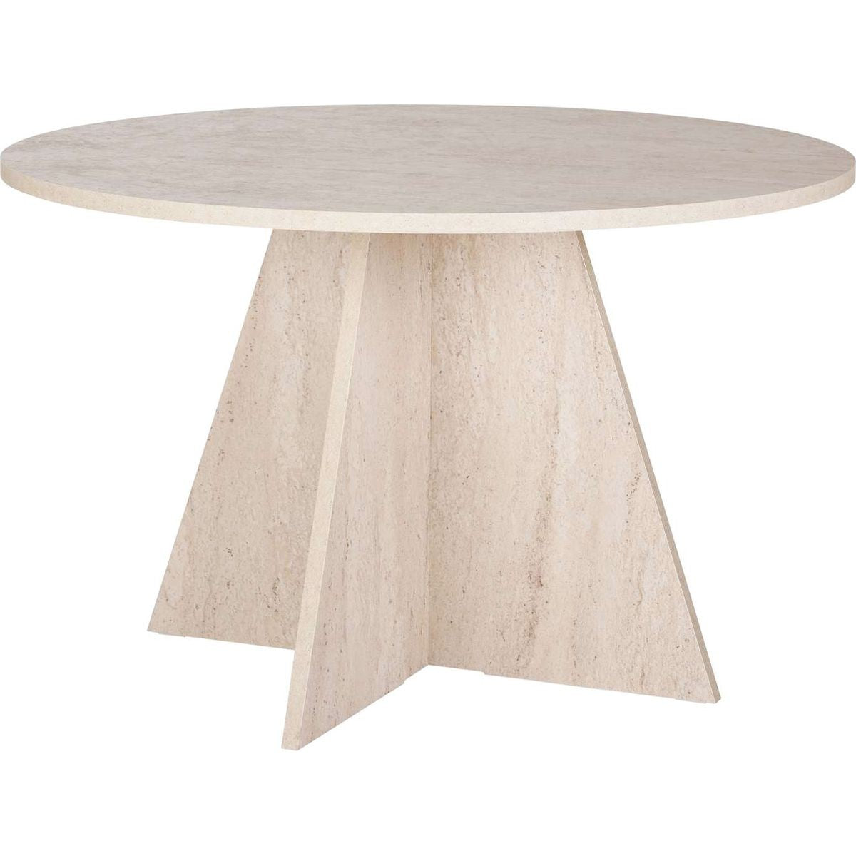 Norae - Table À Manger Ronde - Effet Travertin - Beige