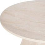Norae - Table À Manger Ronde - Effet Travertin - Beige