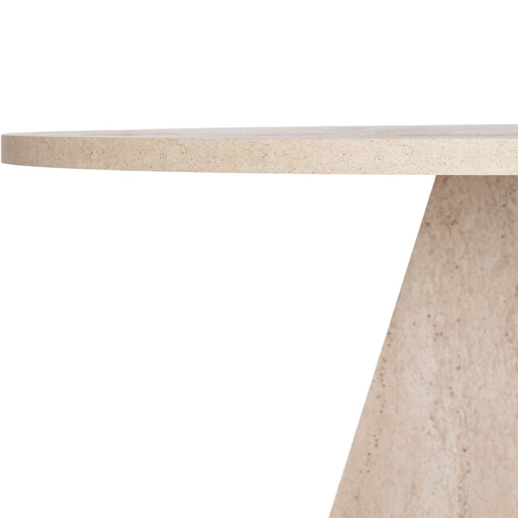 Norae - Table À Manger Ronde - Effet Travertin - Beige