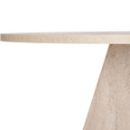 Norae - Table À Manger Ronde - Effet Travertin - Beige