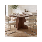 Norae - Table à Manger Ronde Effet 5 à 6 Pers. Ø120 cm - Noyer