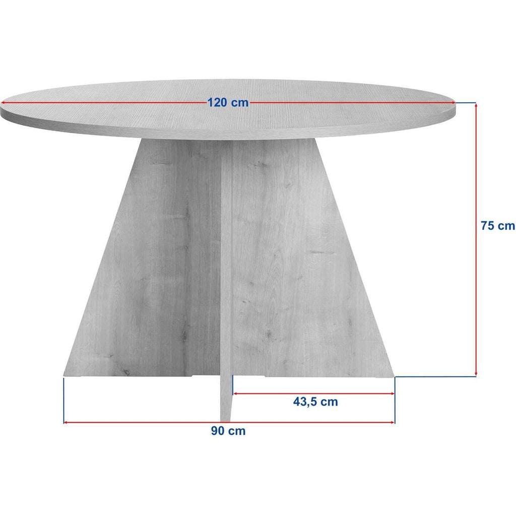 Norae - Table à Manger Ronde Effet 5 à 6 Pers. Ø120 cm - Noyer