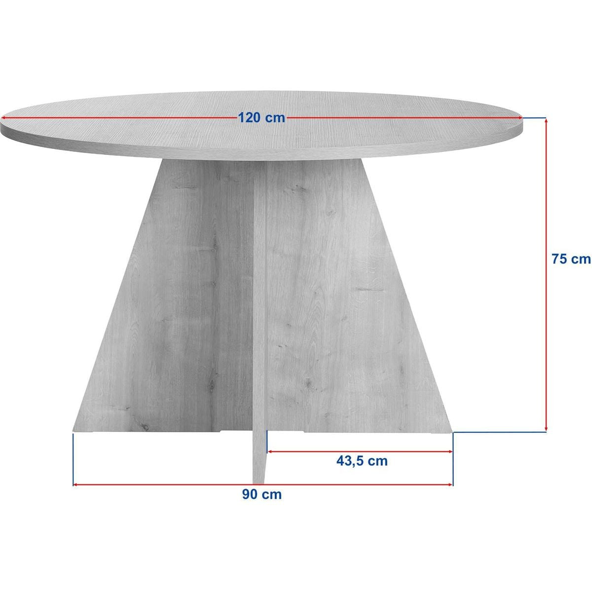 Norae - Table à Manger Ronde Effet 5 à 6 Pers. Ø120 cm - Noyer