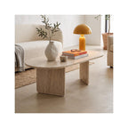 Ceane - Table Basse Organique Effet 130 cm - Travertin