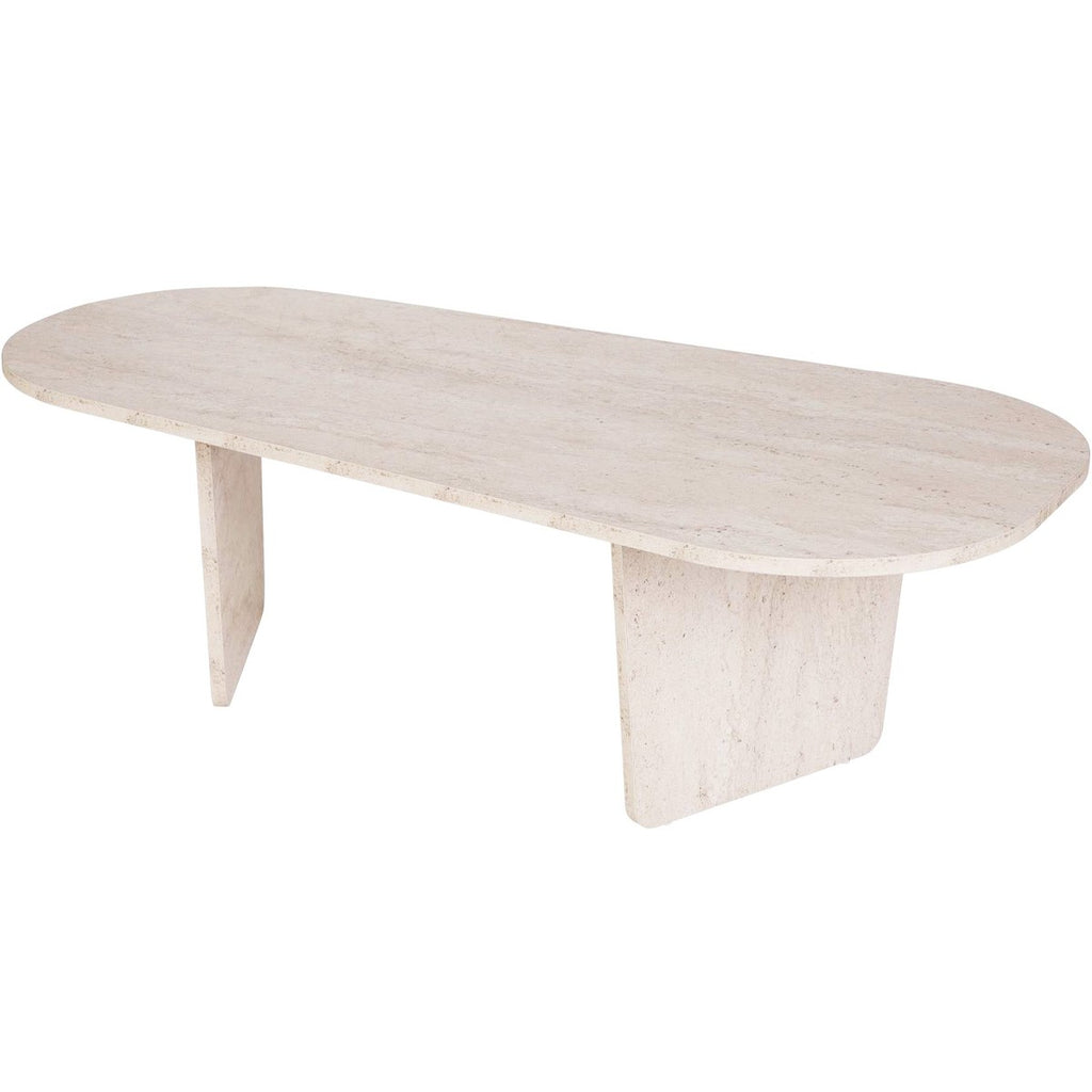 Ceane - Table Basse Organique Effet 130 cm - Travertin