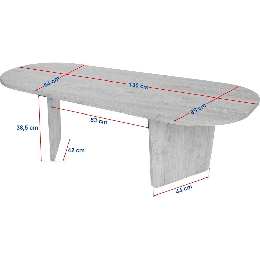 Ceane - Table Basse Organique Effet 130 cm - Travertin