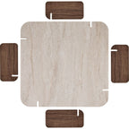 Joria - Table Basse Carrée Effet Travertin et Noyer 117 cm - Beige