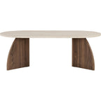 Lumea - Table Basse Effet Travertin et Noyer 120 cm - Beige
