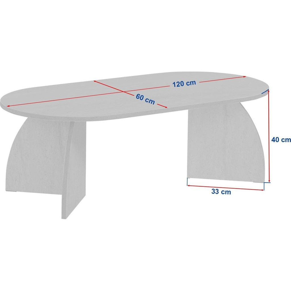 Lumea - Table Basse Effet Travertin et Noyer 120 cm - Beige