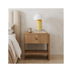Talio - Table de Chevet 1 Tiroir 1 Niche Effet 45 cm - Chêne Clair
