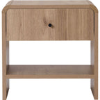 Talio - Table de Chevet 1 Tiroir 1 Niche Effet 45 cm - Chêne Clair