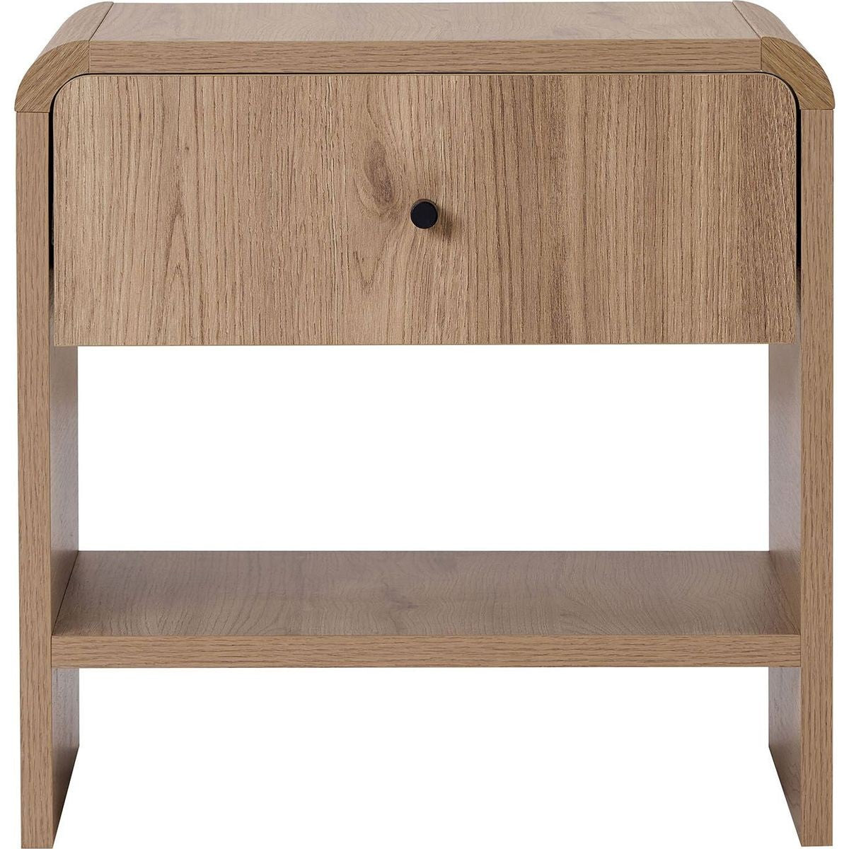 Talio - Table de Chevet 1 Tiroir 1 Niche Effet 45 cm - Chêne Clair