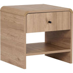 Talio - Table de Chevet 1 Tiroir 1 Niche Effet 45 cm - Chêne Clair
