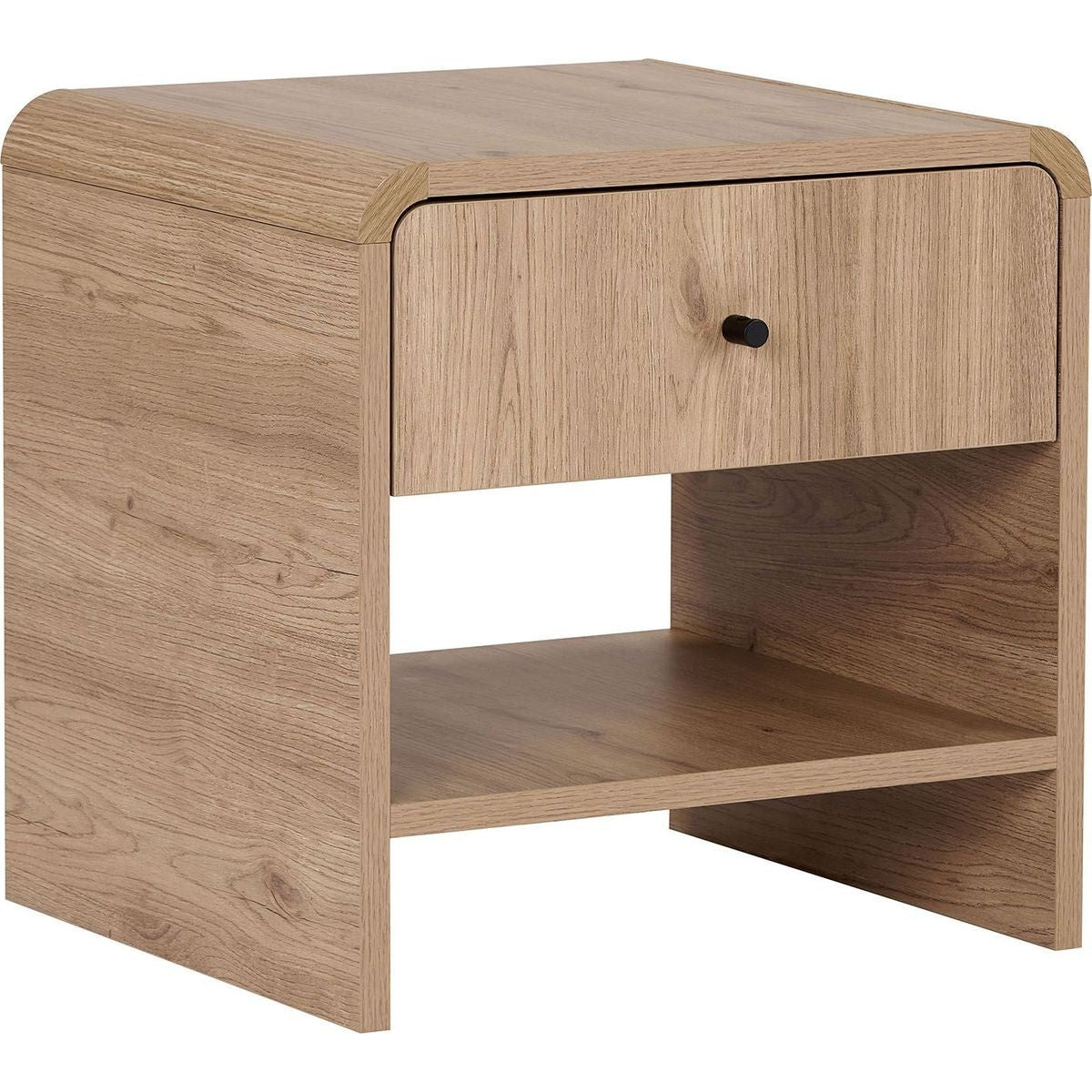 Talio - Table de Chevet 1 Tiroir 1 Niche Effet 45 cm - Chêne Clair