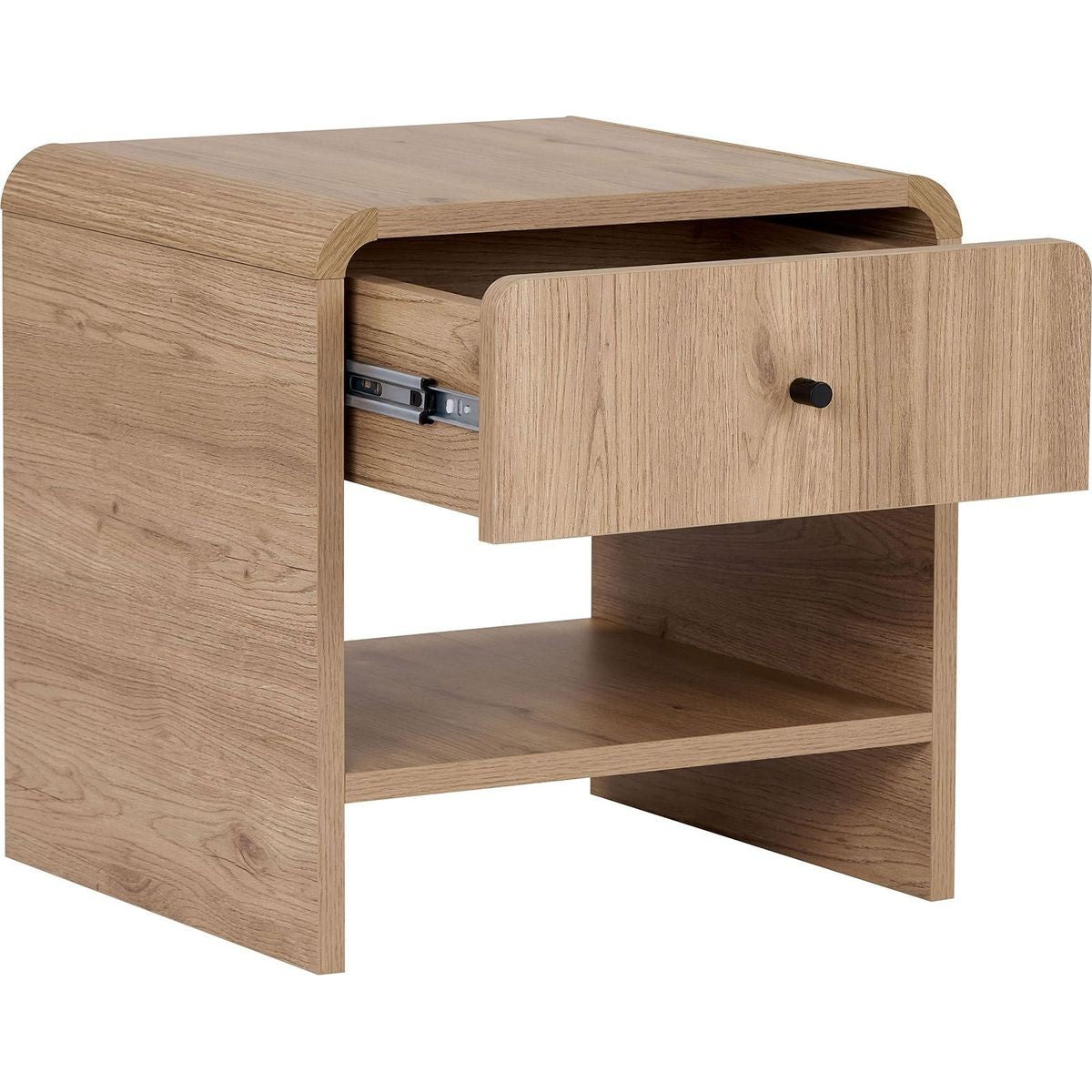 Talio - Table de Chevet 1 Tiroir 1 Niche Effet 45 cm - Chêne Clair