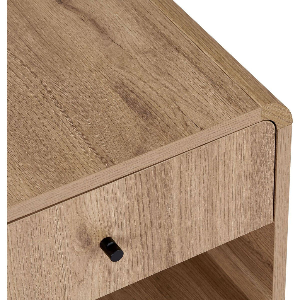 Talio - Table de Chevet 1 Tiroir 1 Niche Effet 45 cm - Chêne Clair