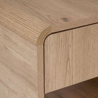 Talio - Table de Chevet 1 Tiroir 1 Niche Effet 45 cm - Chêne Clair
