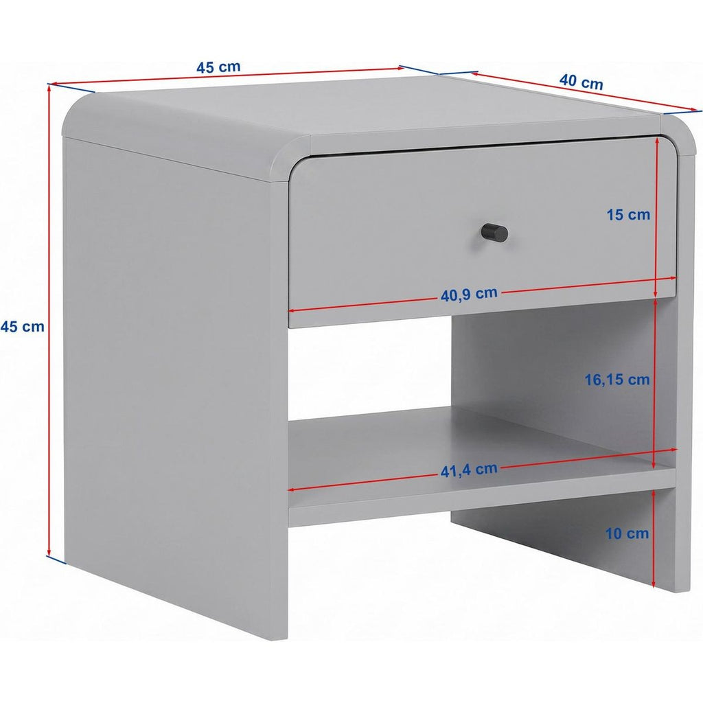 Talio - Table de Chevet 1 Tiroir 1 Niche Effet 45 cm - Chêne Clair