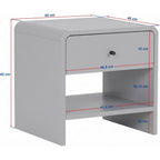 Talio - Table de Chevet 1 Tiroir 1 Niche Effet 45 cm - Chêne Clair