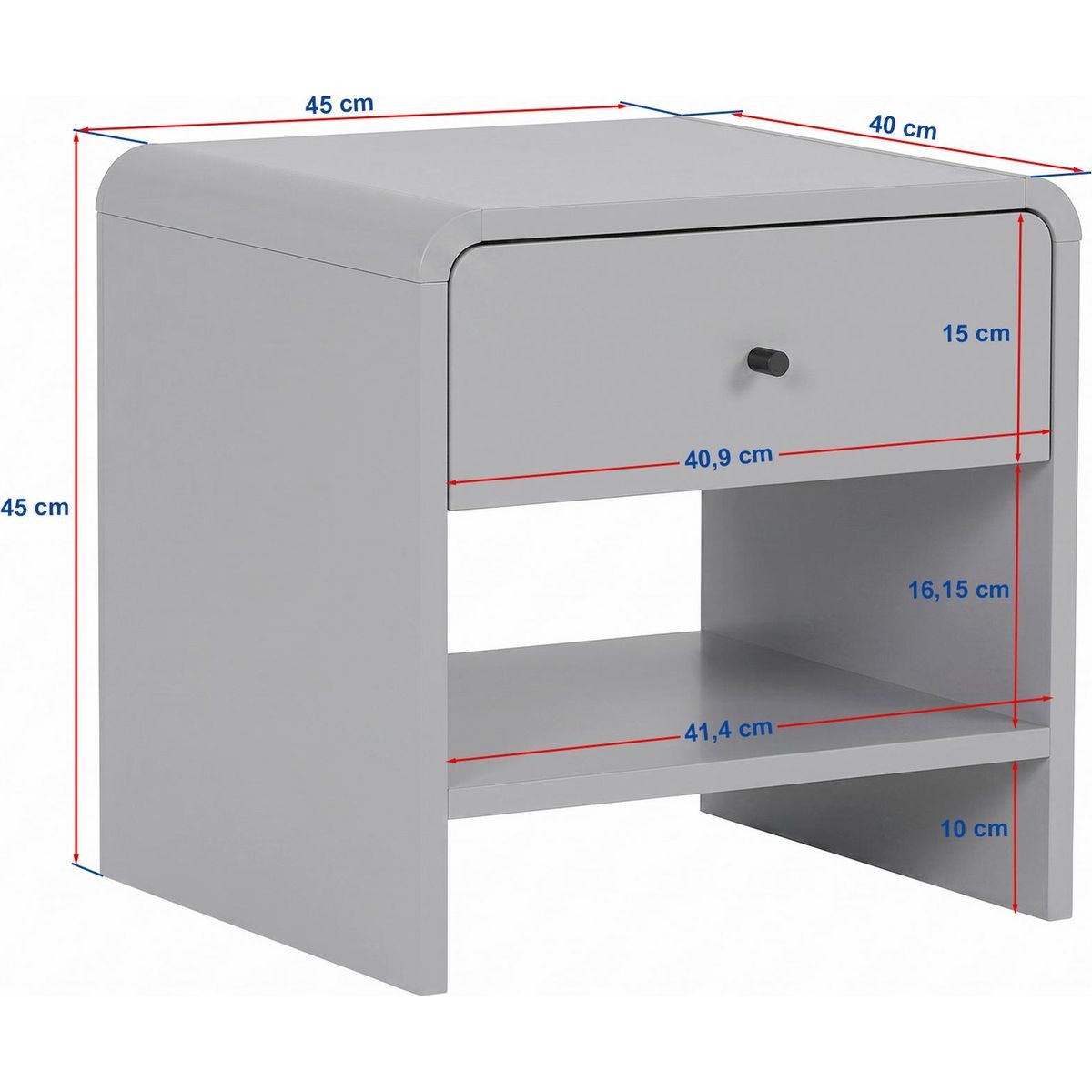 Talio - Table de Chevet 1 Tiroir 1 Niche Effet 45 cm - Chêne Clair
