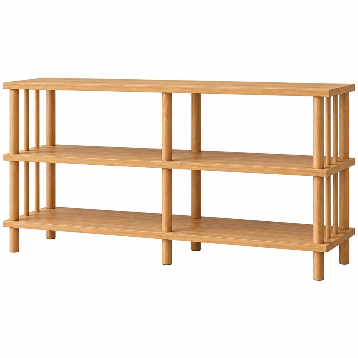 Yalia - Console 4 Niches Effet Pin 120 cm - Bois Clair