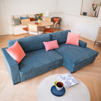 Arty - Right-Facing Corner Sofa Bed - Corduroy - Blue Grey
