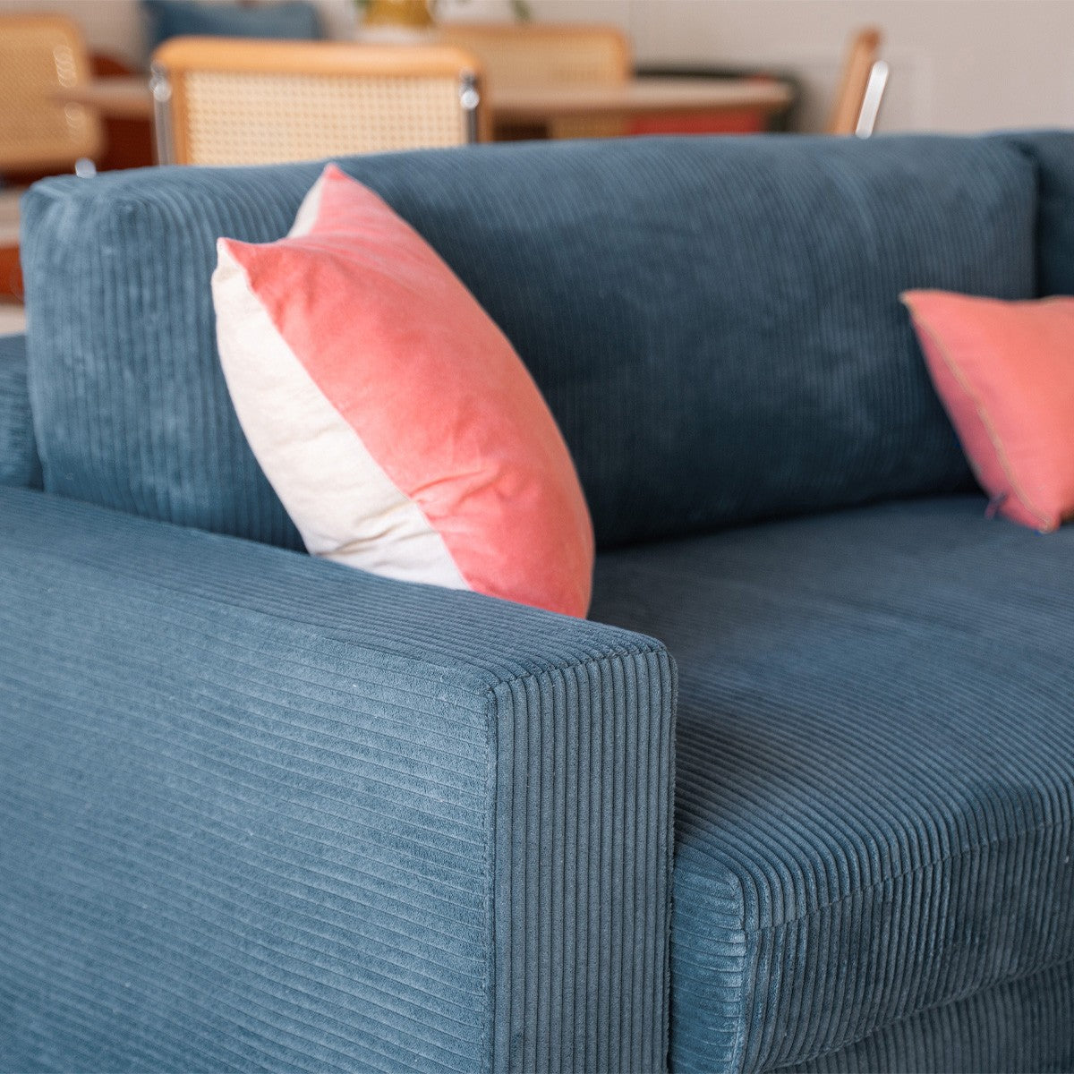 Arty - Right-Facing Corner Sofa Bed - Corduroy - Blue Grey