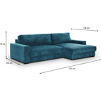 Arty - Right-Facing Corner Sofa Bed - Corduroy - Blue Grey