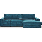 Arty - Right-Facing Corner Sofa Bed - Corduroy - Blue Grey