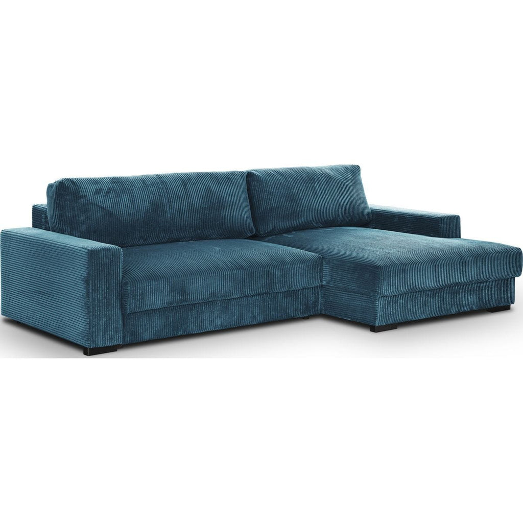 Arty - Right-Facing Corner Sofa Bed - Corduroy - Blue Grey