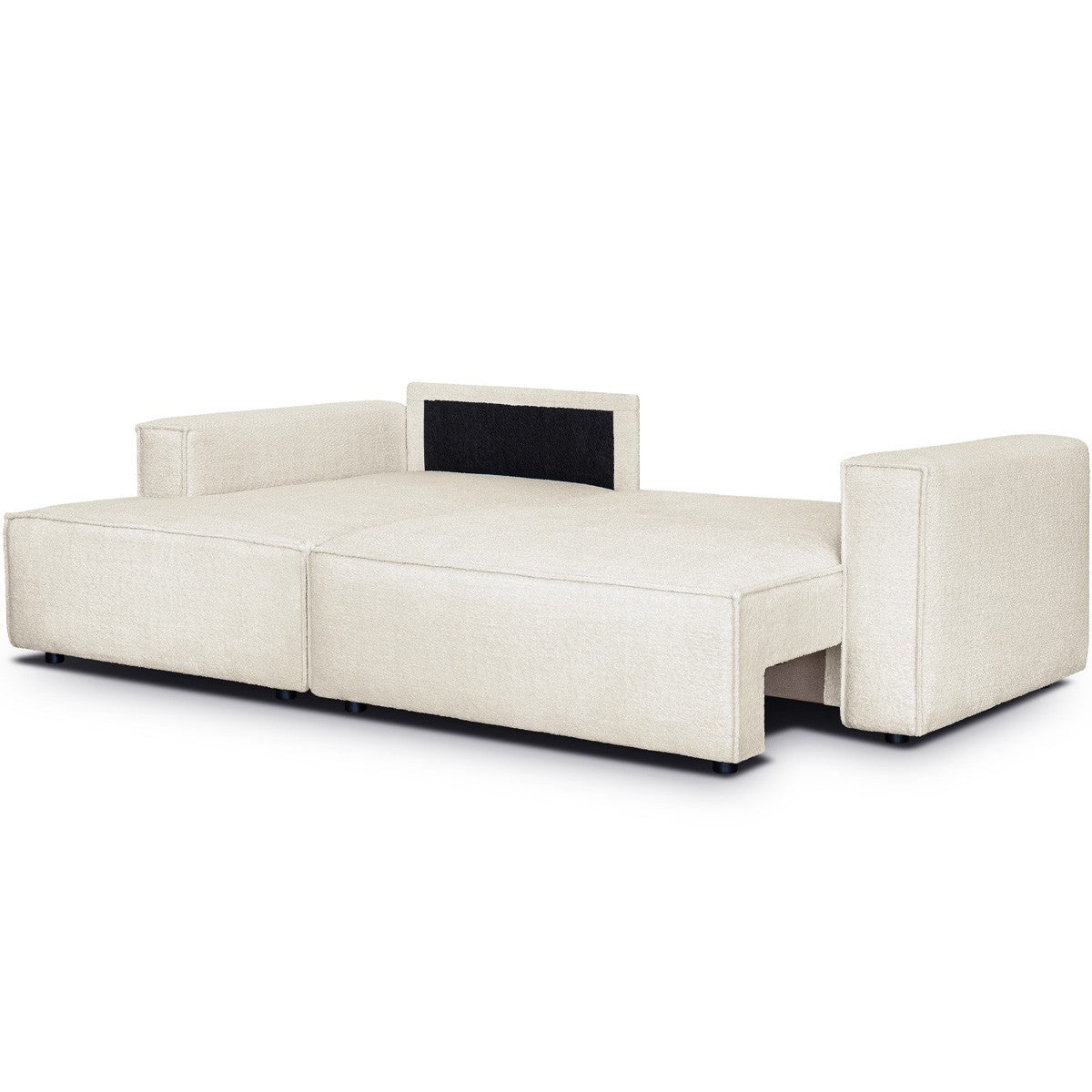 Asti - Canapé d'Angle à Gauche Convertible 3 Places en Tissu Bouclé - Beige
