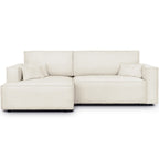 Asti - Canapé d'Angle à Gauche Convertible 3 Places en Tissu Bouclé - Beige