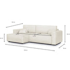 Asti - Canapé d'Angle à Gauche Convertible 3 Places en Tissu Bouclé - Beige