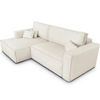 Asti - Canapé d'Angle à Gauche Convertible 3 Places en Tissu Bouclé - Beige