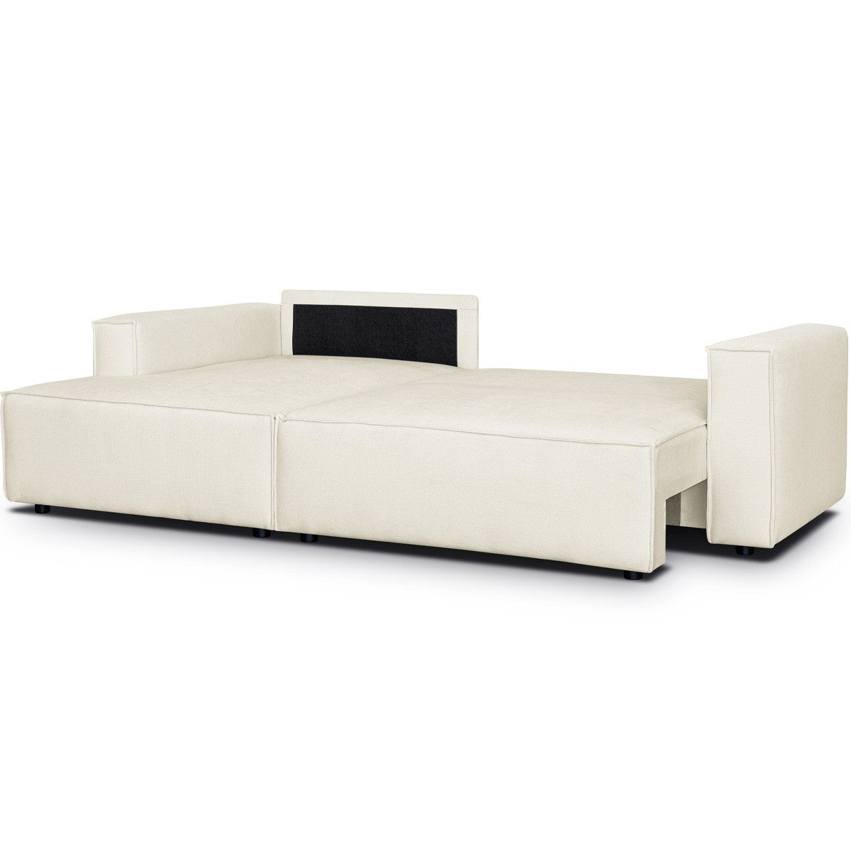 Asti - Canapé d'Angle à Gauche Convertible 3 Places en Tissu Chenille - Beige