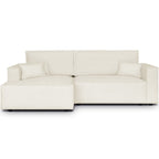 Asti - Canapé d'Angle à Gauche Convertible 3 Places en Tissu Chenille - Beige